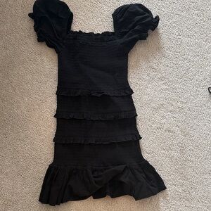Katie J NYC Black Smocked dress junior small